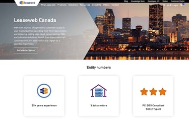 Leaseweb Canada homepage Leaseweb Canada homepage