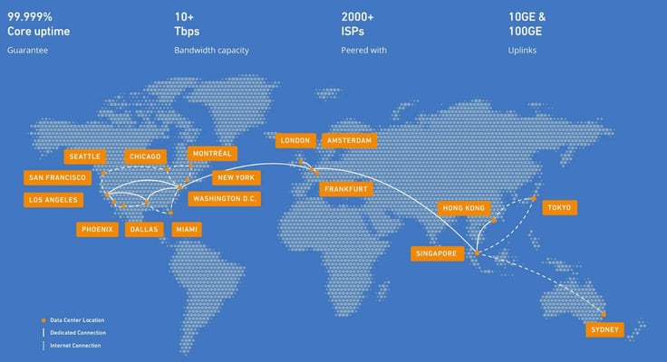 a map of Leaseweb data center locations