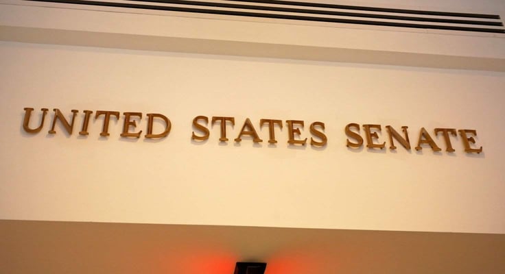"United States Senate" sign in a building "United States Senate" sign in a building