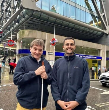 Dr. Tom Pey and Waymap employee at an underground station