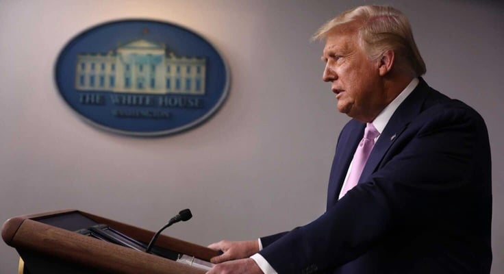 U.S. President Donald Trump holds a news conference in the Brady Press Briefing Room at the White House August 19, 2020 in Washington, DC U.S. President Donald Trump holds a news conference in the Brady Press Briefing Room at the White House August 19, 2020 in Washington, DC