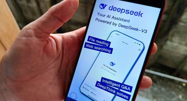 Deepseek app logo icon displayed on a smartphone screen Deepseek app logo icon displayed on a smartphone screen