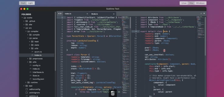 Screenshot of Sublime Screenshot of Sublime