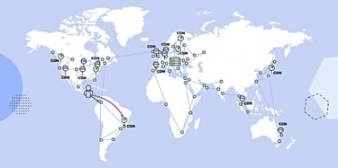 Map of SiteGround's CDNs and GCP's network 