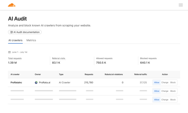 Screenshot of AI audit