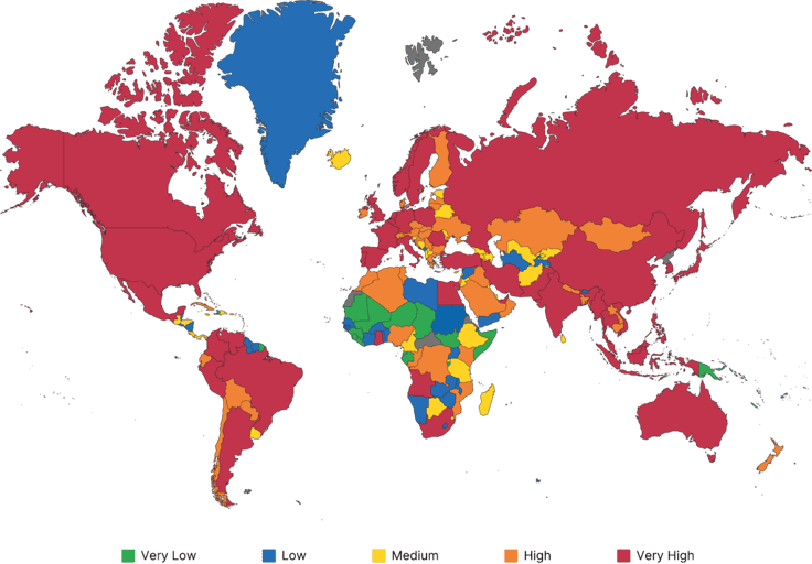 Map of world - Malware impact by country based on Recorded Future Network Intelligence Map of world - Malware impact by country based on Recorded Future Network Intelligence