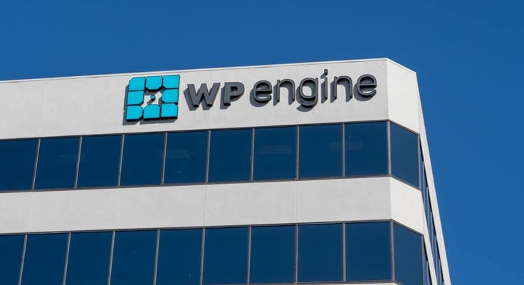 Close up of WP Engine sign on the building at their headquarters in Austin, TX, USA. WP Engine is the platform for WordPress. Close up of WP Engine sign on the building at their headquarters in Austin, TX, USA. WP Engine is the platform for WordPress.
