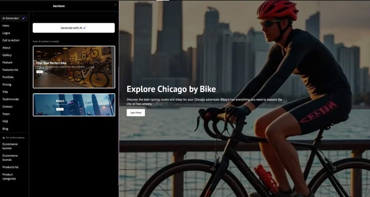 Screenshot of Bikey's website Screenshot of Bikey's website