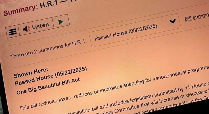 Computer Screen Shows Congressional Bill Known as the One Big Beautiful Bill Act Computer Screen Shows Congressional Bill Known as the One Big Beautiful Bill Act