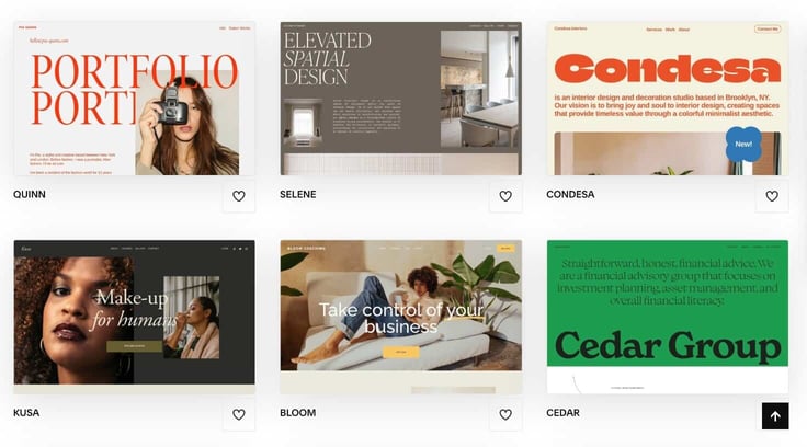 Screenshot of Squarespace's templates