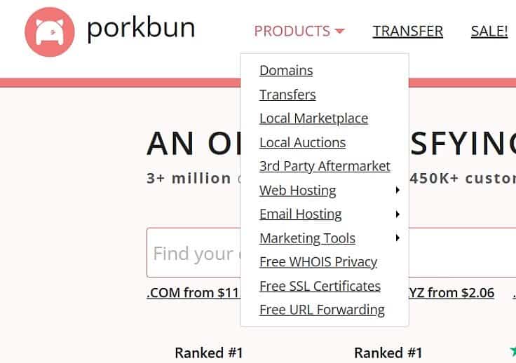 Porkbun's offerings