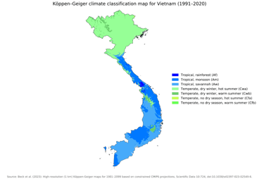 Vietnam map of Köppen climate classification Vietnam map of Köppen climate classification