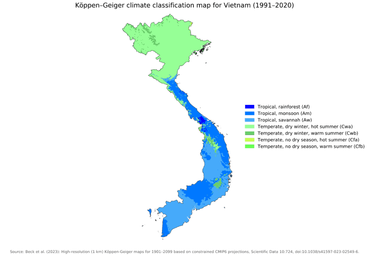 Vietnam map of Köppen climate classification Vietnam map of Köppen climate classification