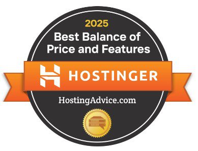 Best Balance of Price and Features: Hostinger badge