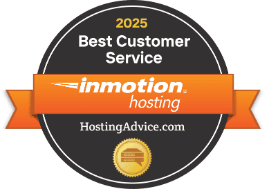 Best Customer Service badge, awarding InMotion Hosting