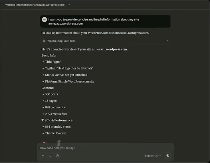 Screenshot of Claude chat