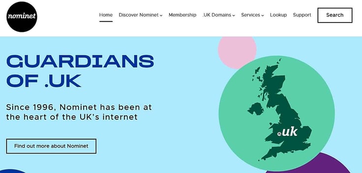 Nominet.uk homepage.