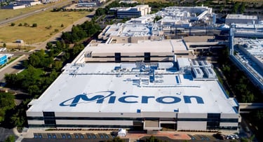 Boise, Idaho, USA âJuly 26, 2020: Micron roof top with the company logo on it Boise, Idaho, USA âJuly 26, 2020: Micron roof top with the company logo on it