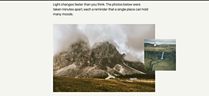 Screenshot of editor with drag-and-drop images