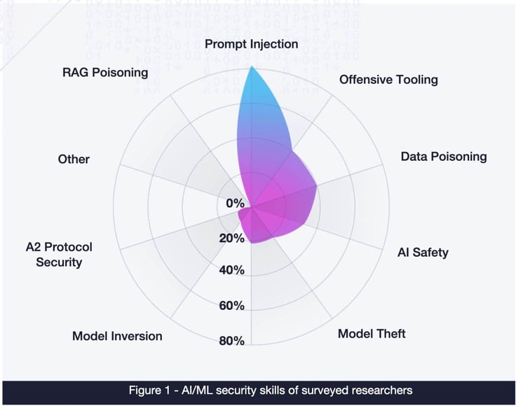 AI/ML security sills of surveyed researchers, with prompt injection being most common