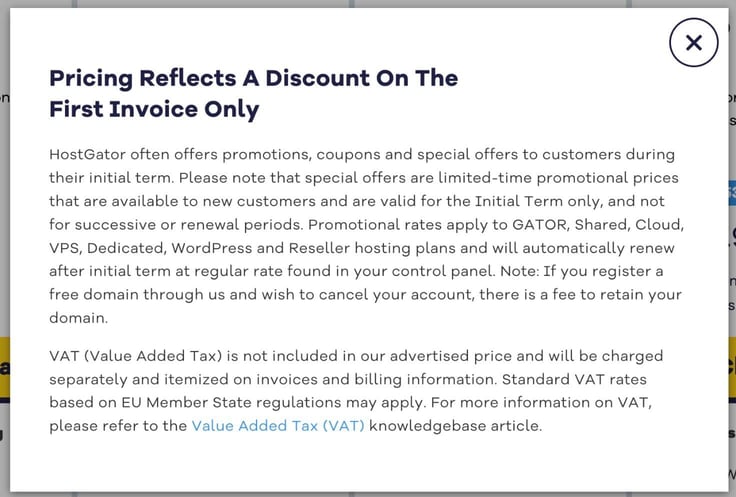 HostGator pricing explanation/disclaimer HostGator pricing explanation/disclaimer