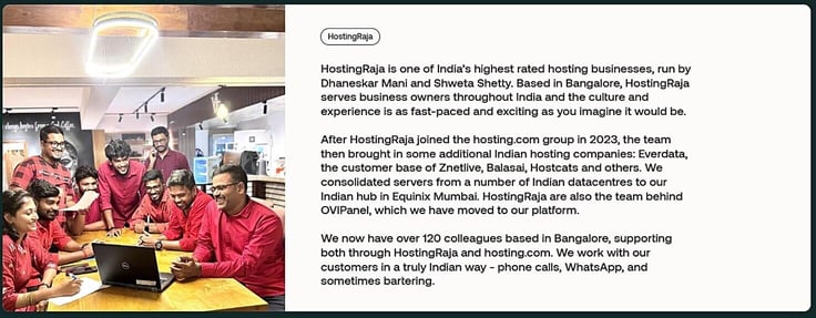 Screenshot of HostingRaja + Hosting.com partnership blurb Screenshot of HostingRaja + Hosting.com partnership blurb