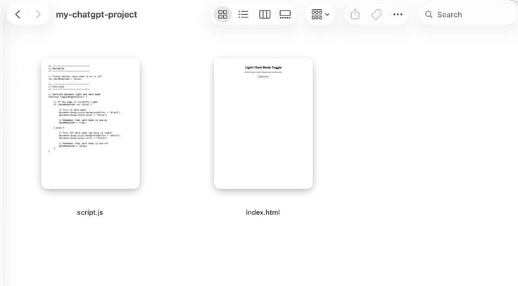 Creating a project folder for JavaScript on local folder. 