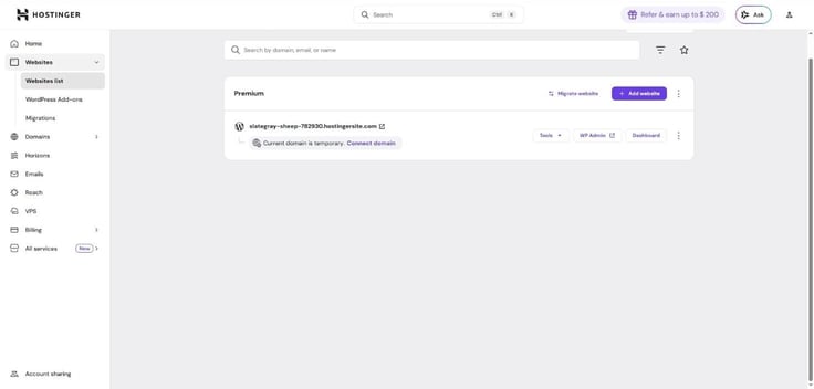 Edit domain in Hostinger hPanel dashboard Edit domain in Hostinger hPanel dashboard