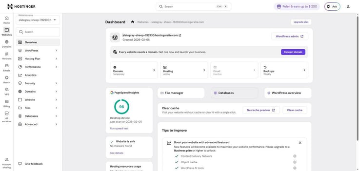 hPanel Dashboard for Hostinger hPanel Dashboard for Hostinger