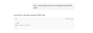 Screenshot showing an example of the simplest working PHP script Screenshot showing an example of the simplest working PHP script