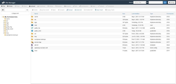 cPanel locate the File Manager