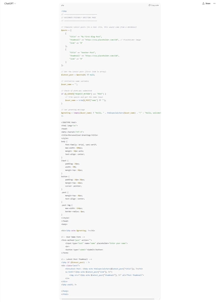displaying dynamic messages and/or content with PHP Code