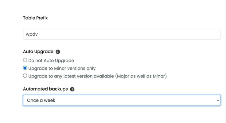 Configure automated backups with "Once a Week" under table wpdv_