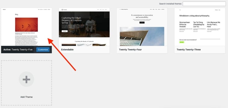 Choose the default WordPress theme