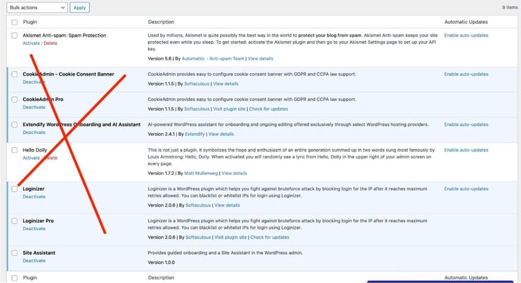 Delete most plugins. You don't need them. 