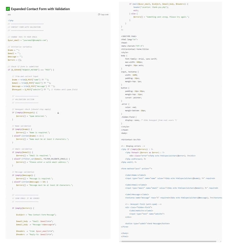 expand my contact form and add validation to it - Expanding Example PHP Projects To Add More Functionality