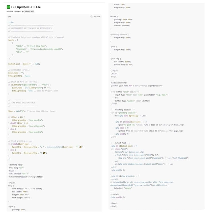 Full updated PHP File generated from AI ChatGPT