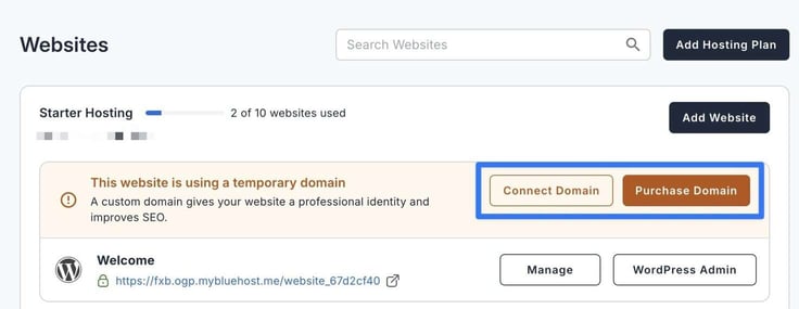 Purchase or connect domain name to WordPress website on Bluehost. Purchase or connect domain name to WordPress website on Bluehost.