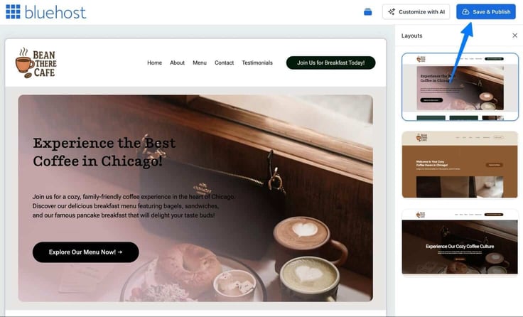 Save and Publish your AI template on WordPress with Bluehost Save and Publish your AI template on WordPress with Bluehost