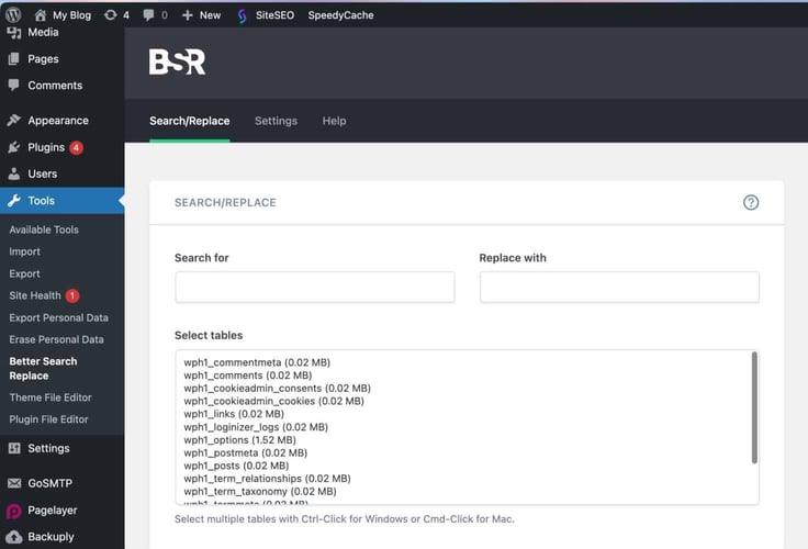 Tools - Better Search Replace, add the old domain and the new domain in the text input boxes.