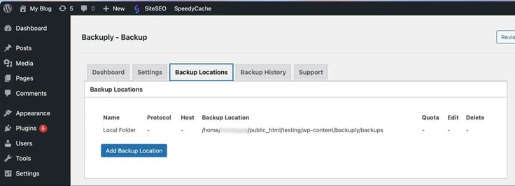 Click Backup Locations tab under Backuply