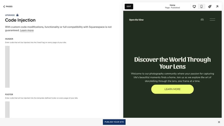 code injection feature