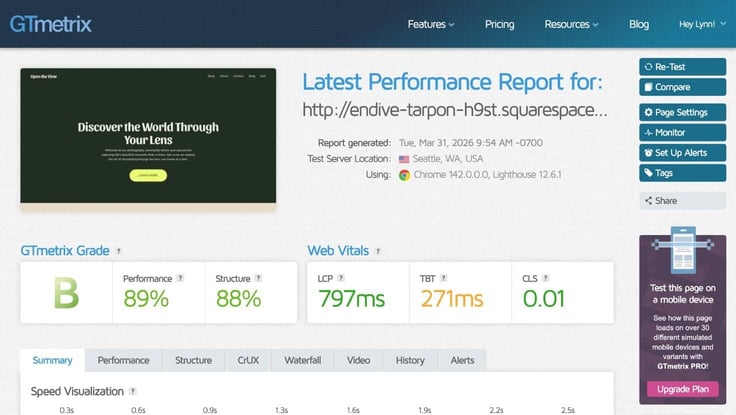 site performance test results