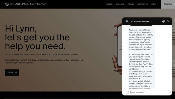 Squarespace AI assistant