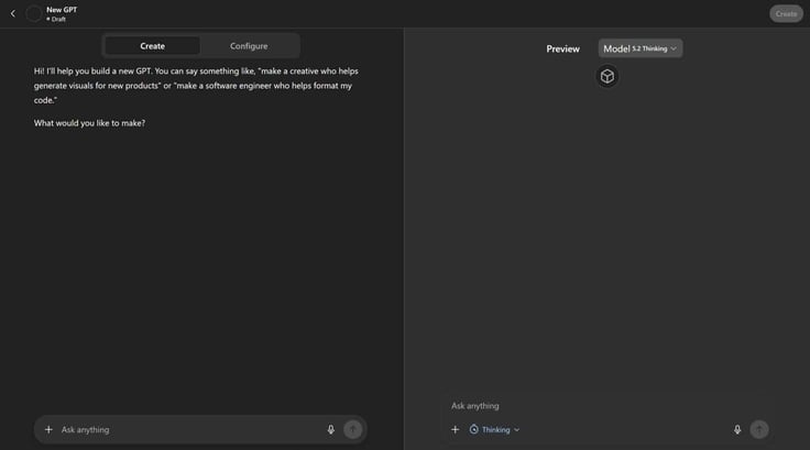 ChatGPT creat prompt screen model 5.2