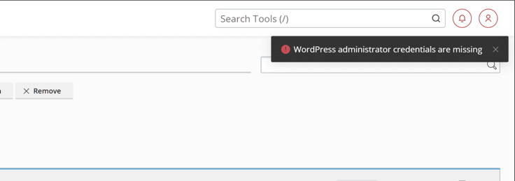 WordPress administrator dredentials are missing. 