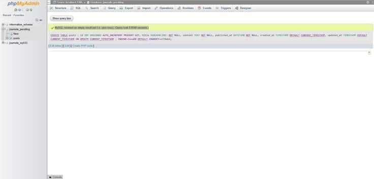SQL code is entered successfully with green check mark