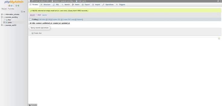 Browse tab open showing a live table