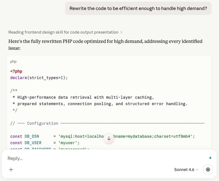 A Claude AI prompt to refactor a code set to be more efficient for high demand. 