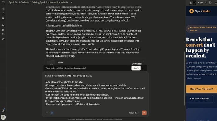 Using Claude prompting to change the style guide of a website